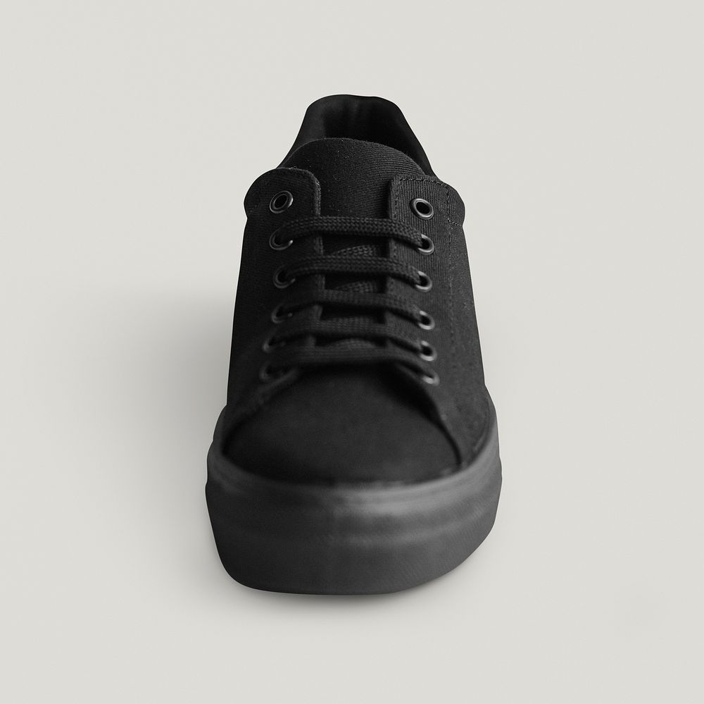 Psd black canvas sneakers mockup minimal fashion