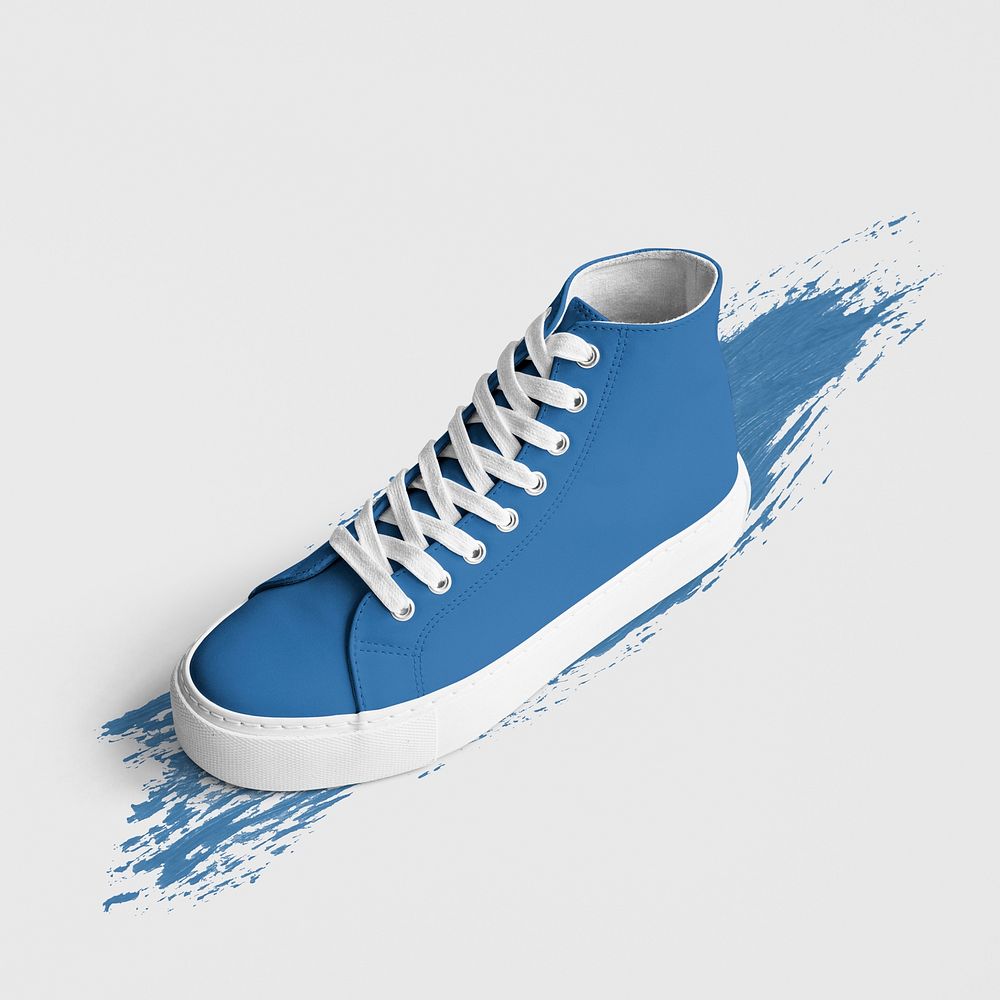 Blue high top sneakers psd with color stain