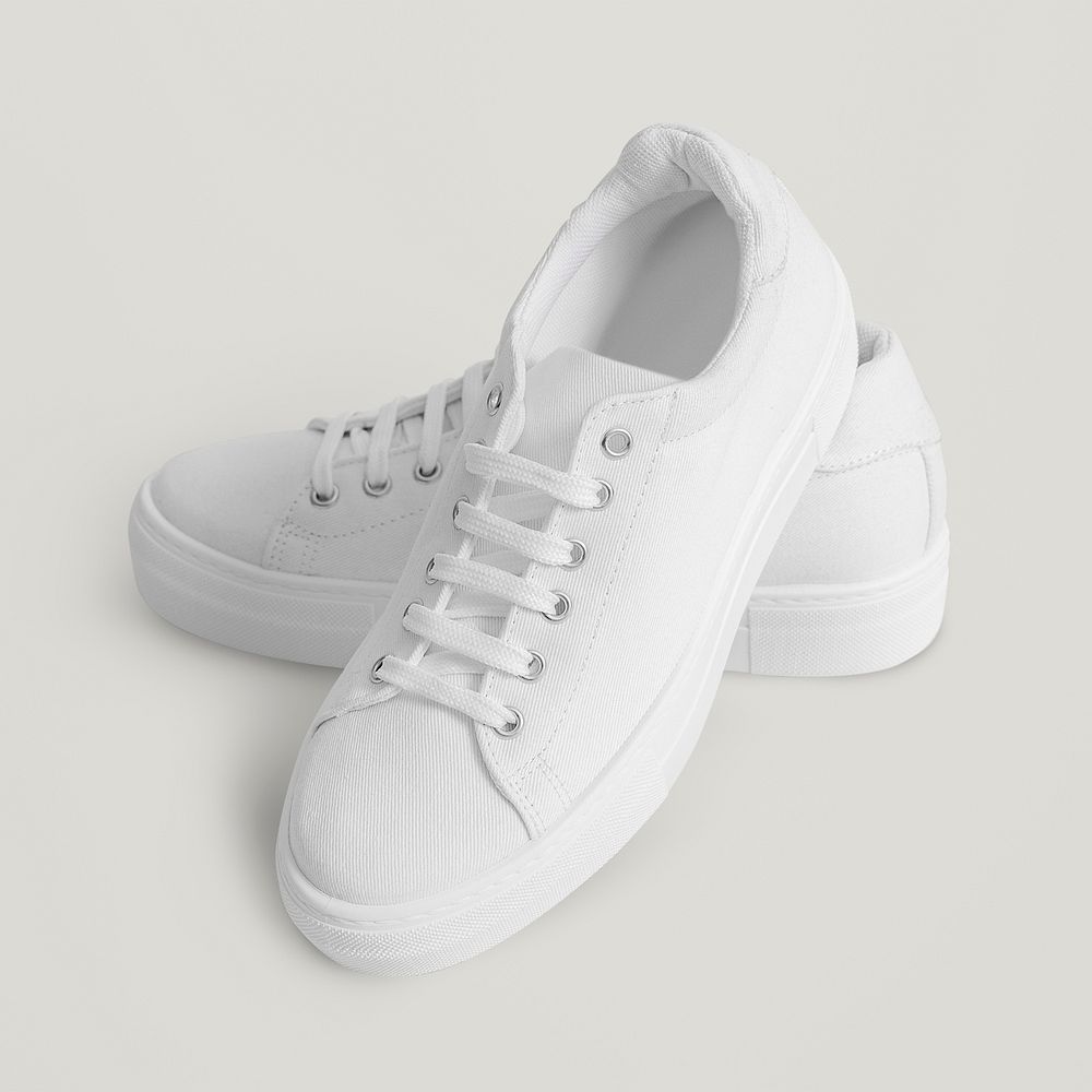 White canvas sneaker psd woman's shoes