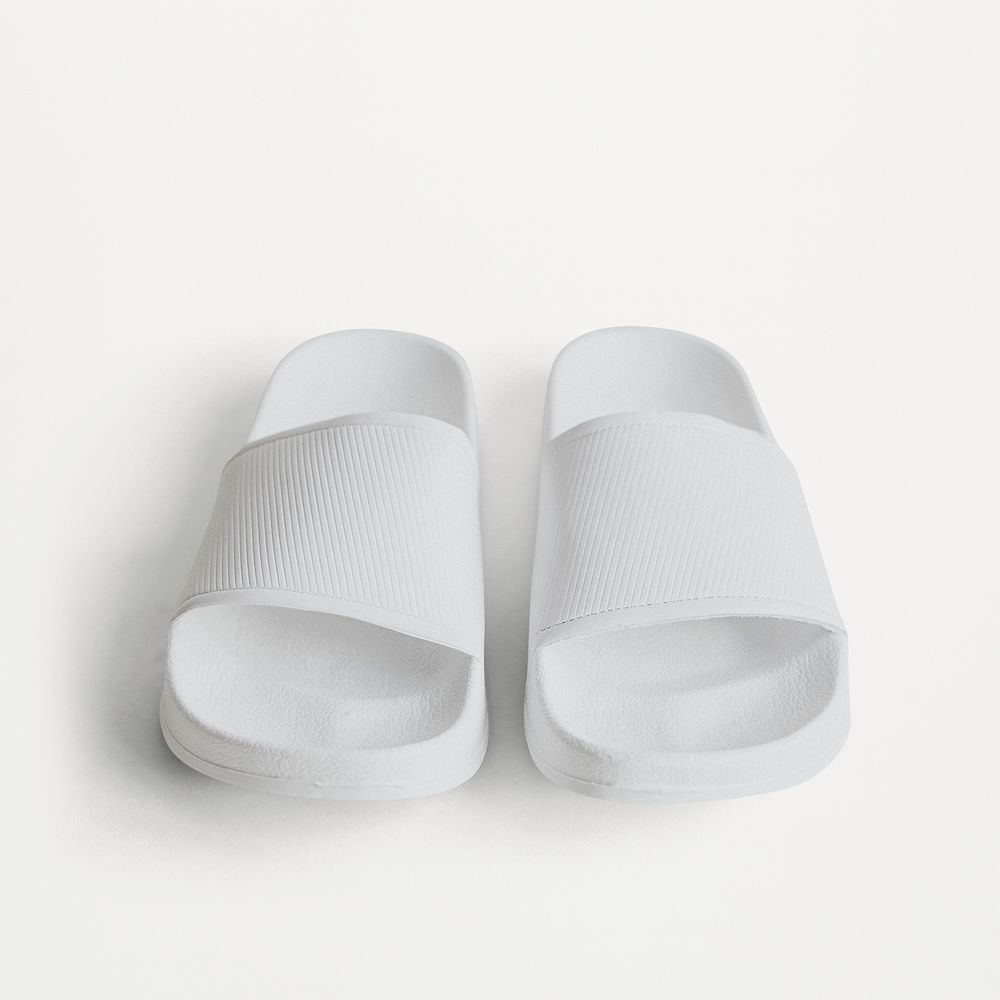 White slide sandal summer mockup slippers