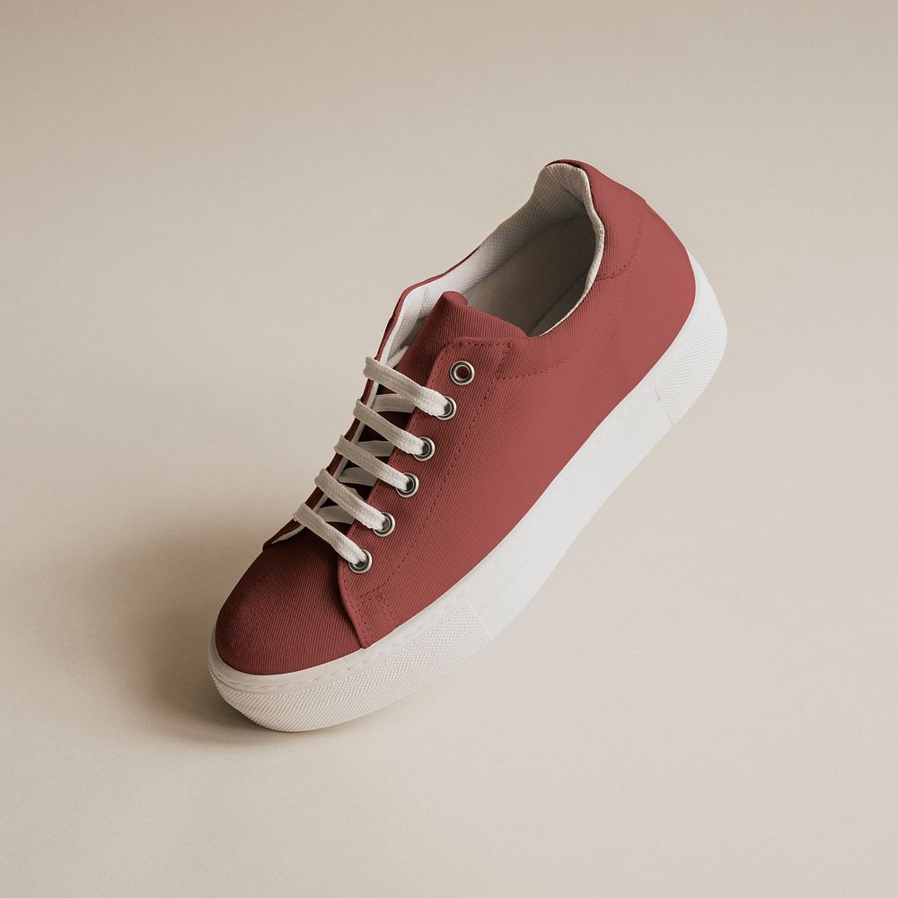 Brown canvas sneaker mockup woman's shoes