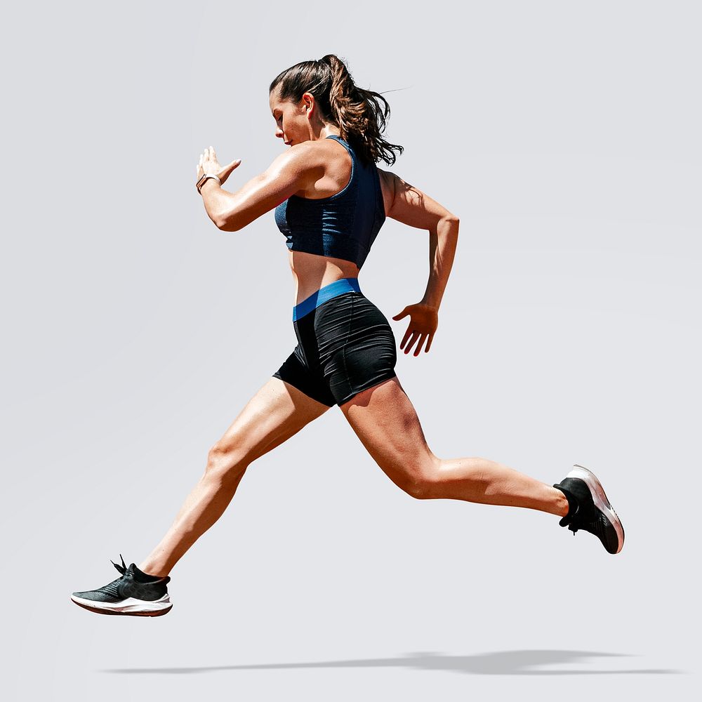 Woman athlete running psd