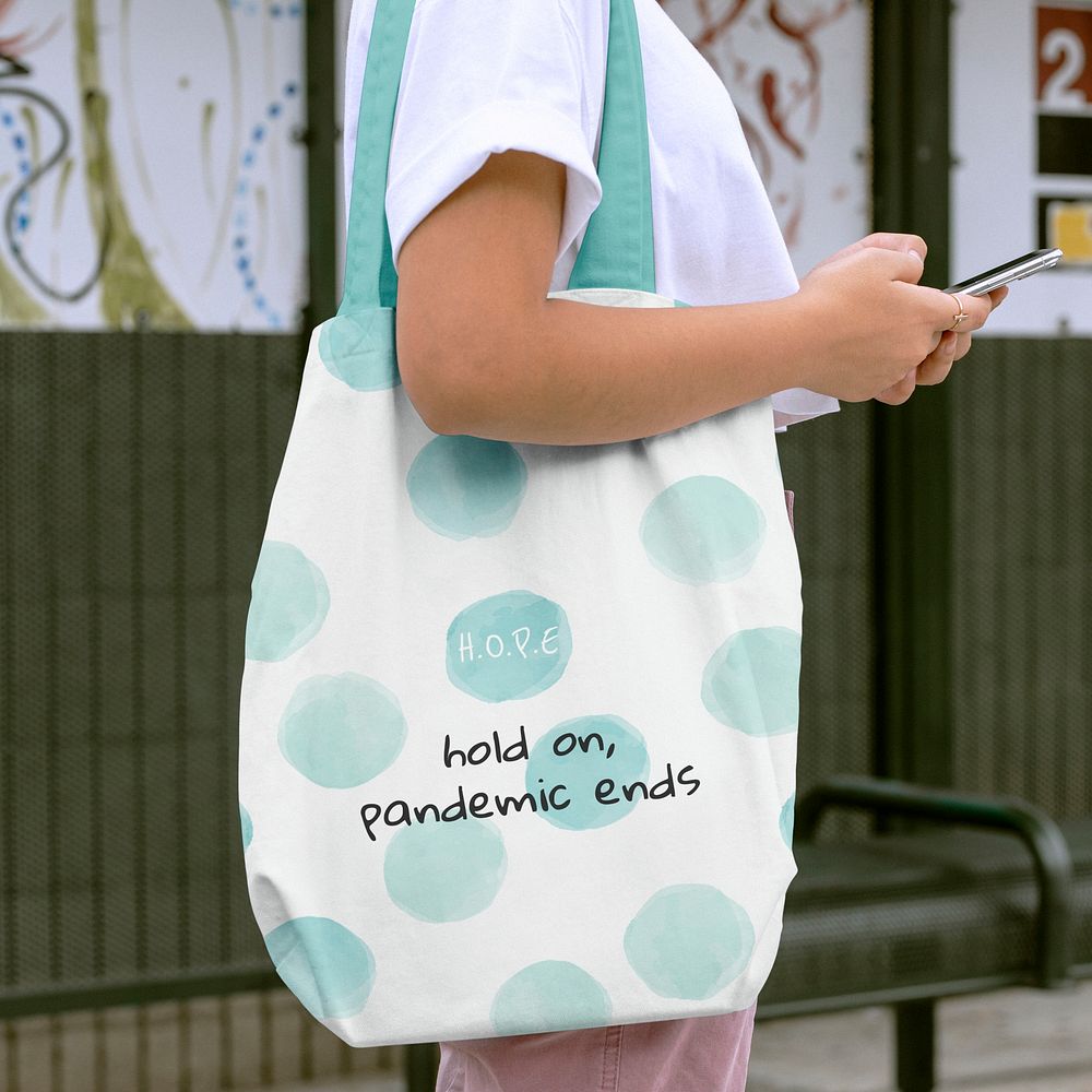Reusable bag mockup psd, eco product for grocery shopping