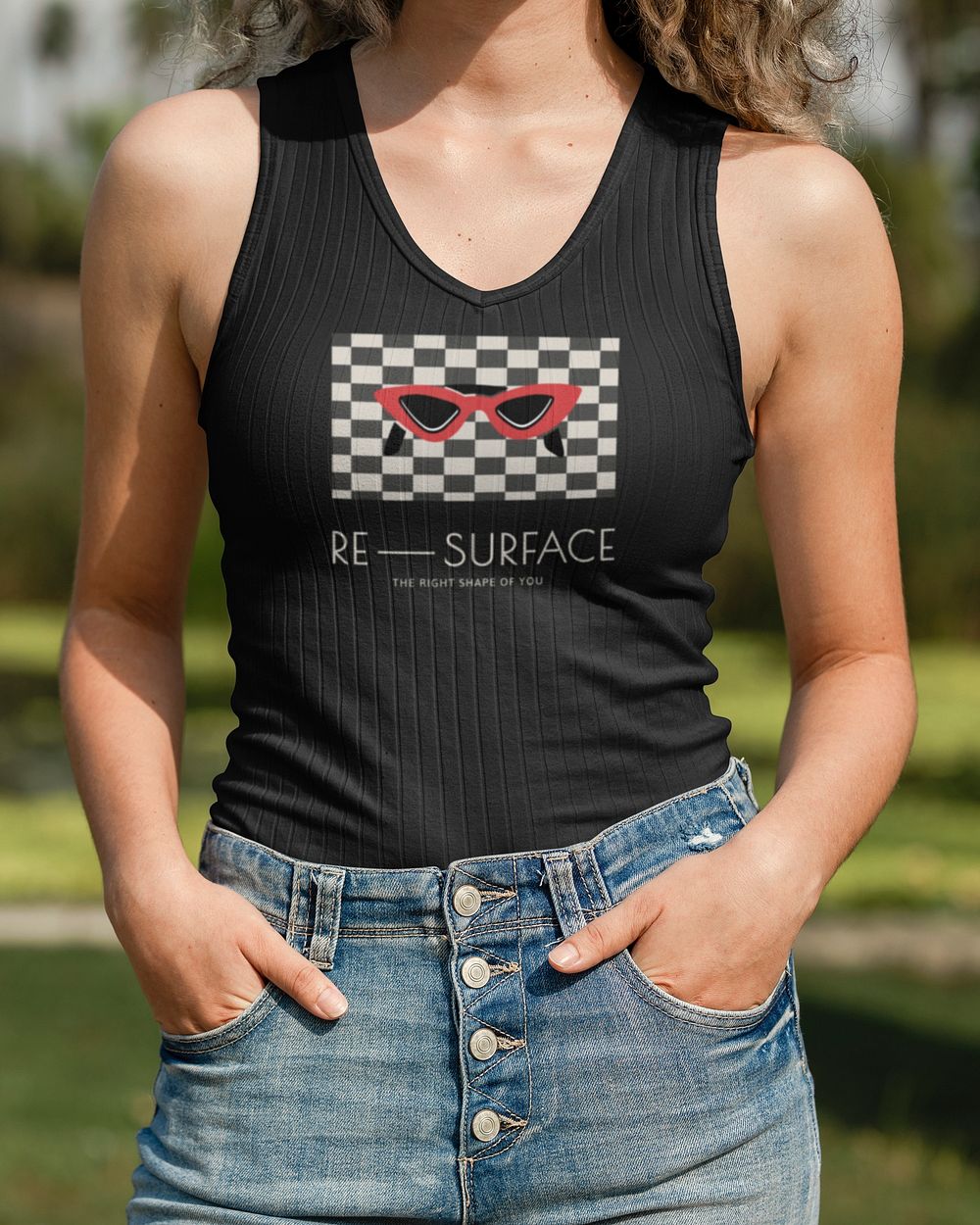 Women’s tank top mockup psd, casual wear fashion