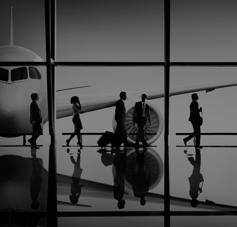 Silhouettes of Business People in the Airport