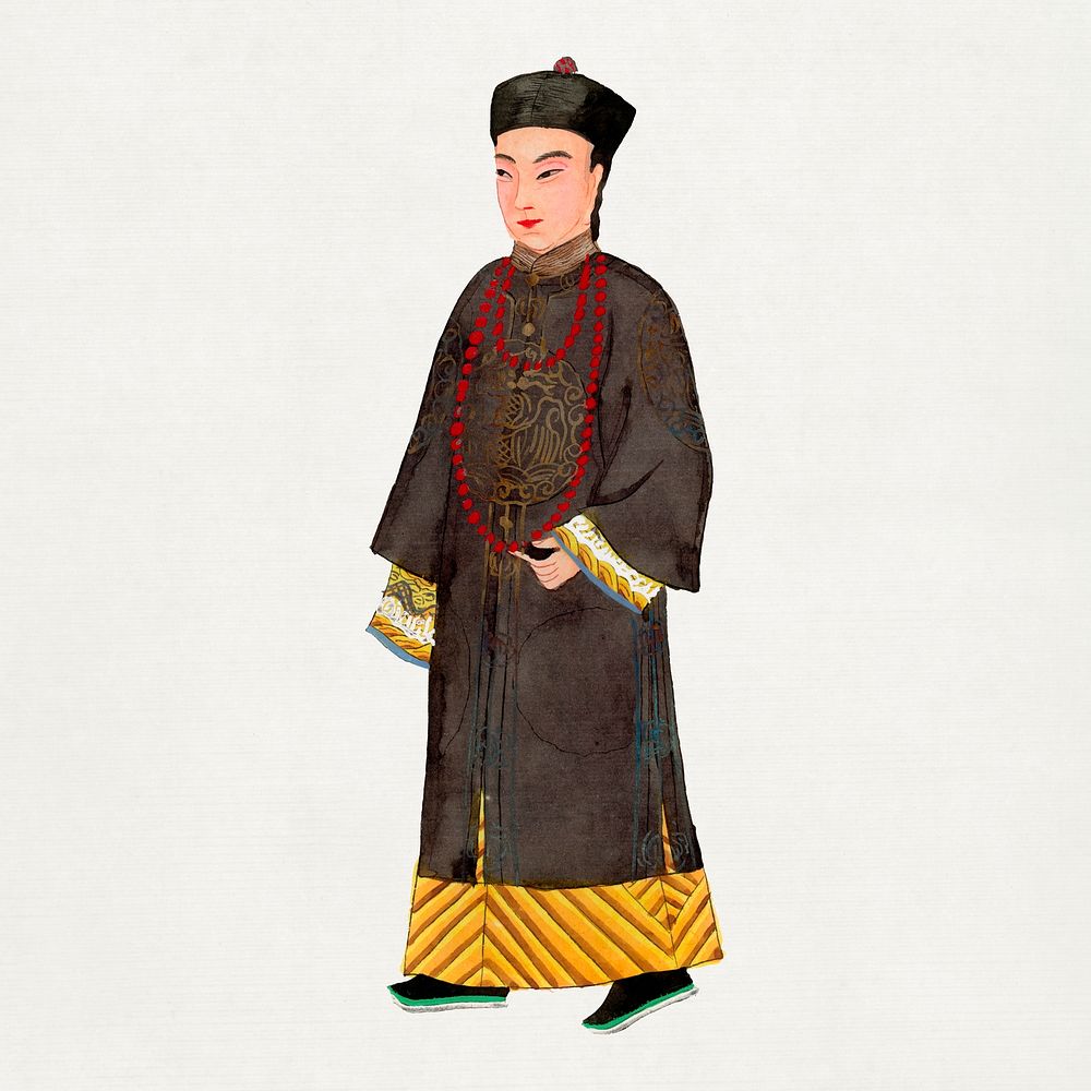 Ancient court costume, Chinese emperor clothing illustration psd