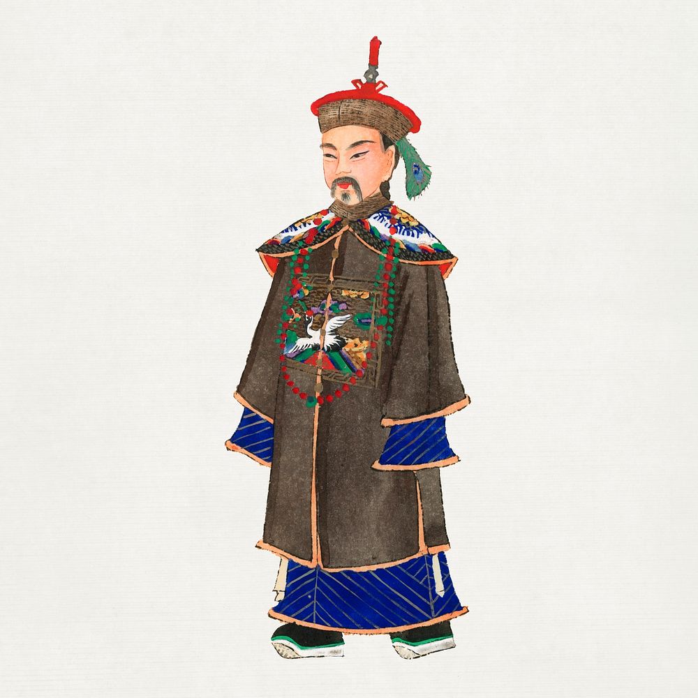 Chinese court robe, men's official clothing, traditional illustration psd