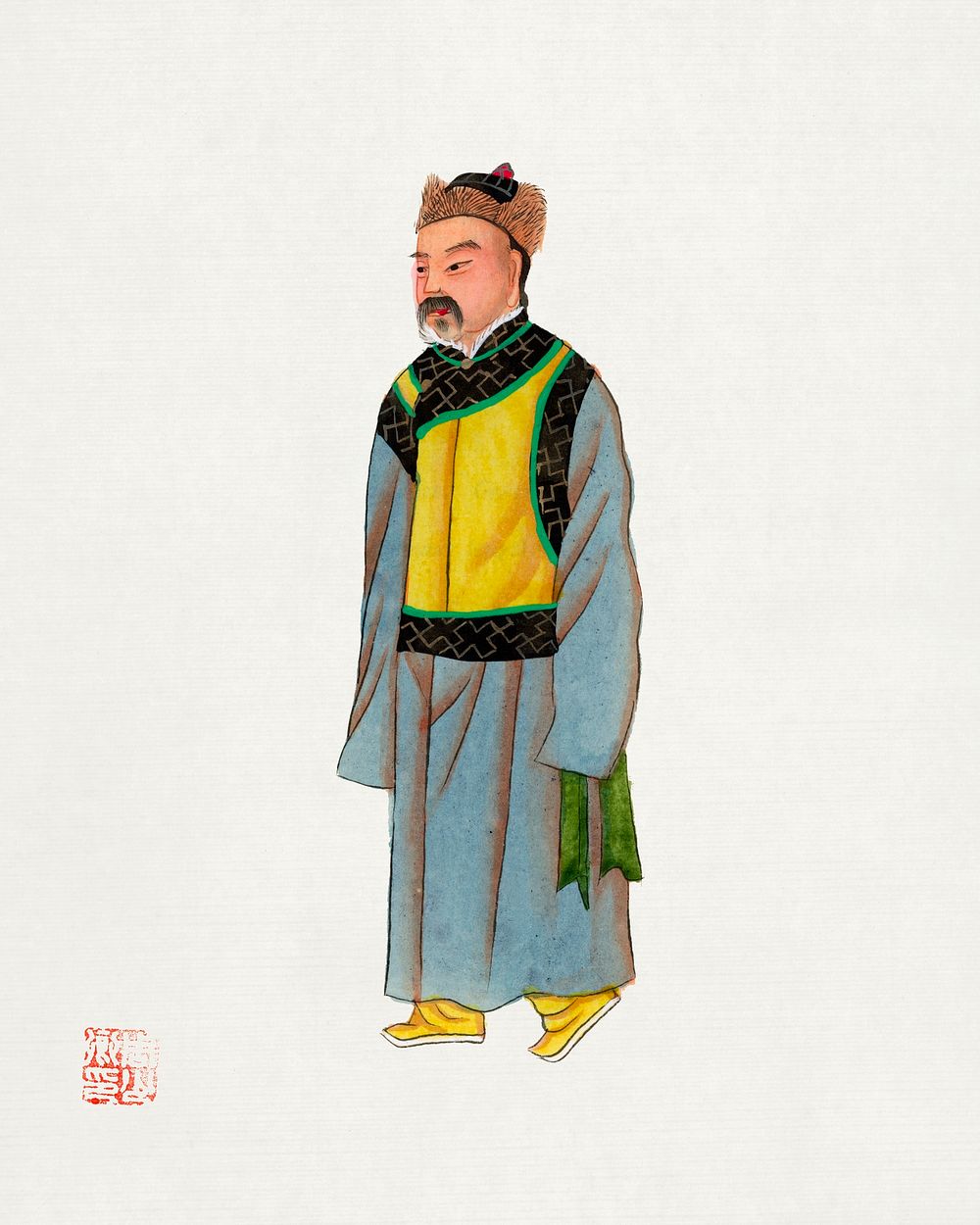 Ancient Mongolian costume. Digitally enhanced from our own edition of Chinese Costumes (1932). 