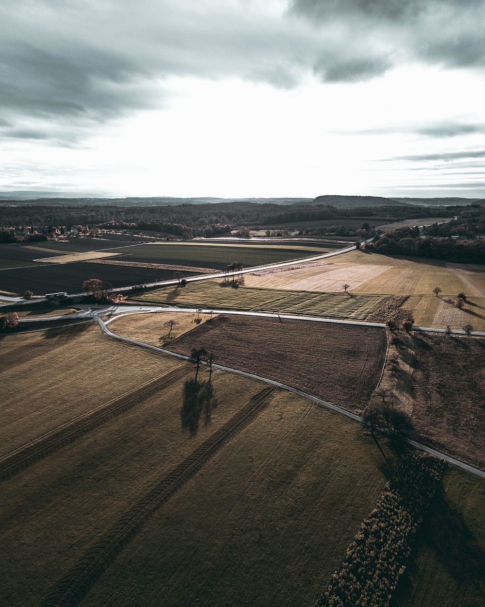 Aerial view of fields in Maulbronn, Germany