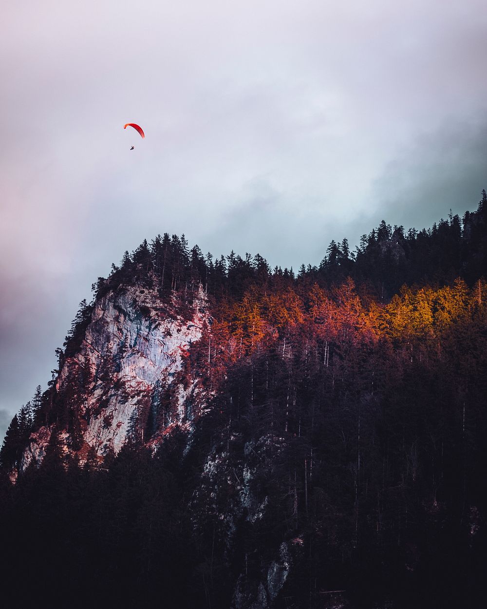 Paraglider in the sky of Schwangau, Germany