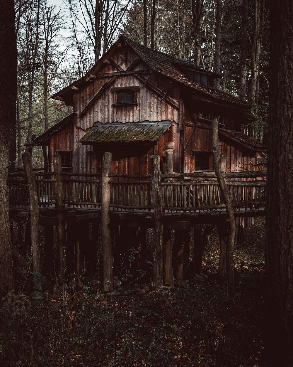 Old wooden house in Wildparadies Stromberg wildlife park, Germany