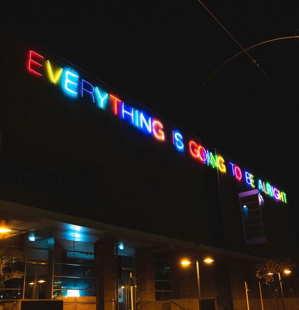Neon-lit quote in Christchurch, New Zealand