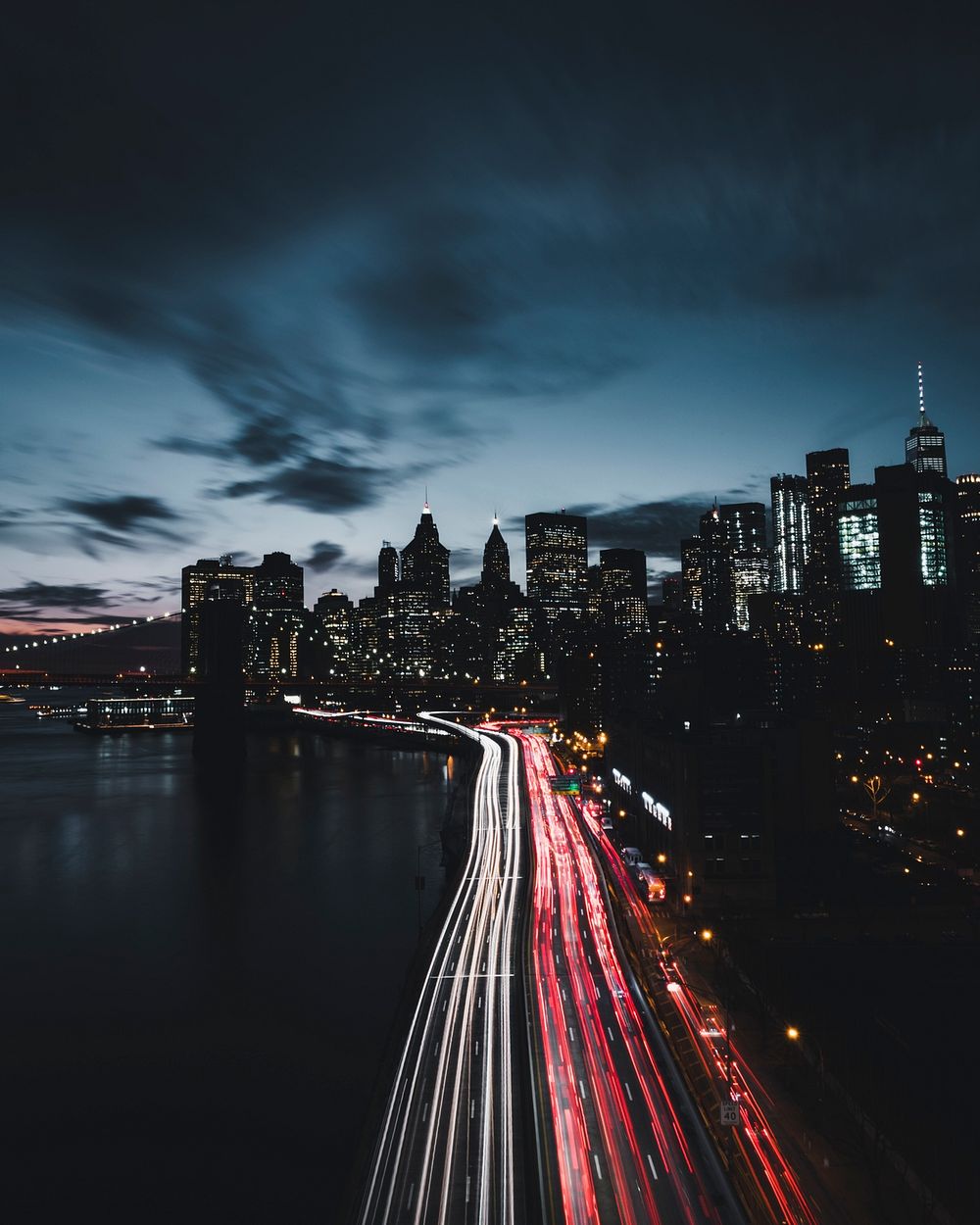 Manhattan Bridge at night, New | Free Photo - rawpixel