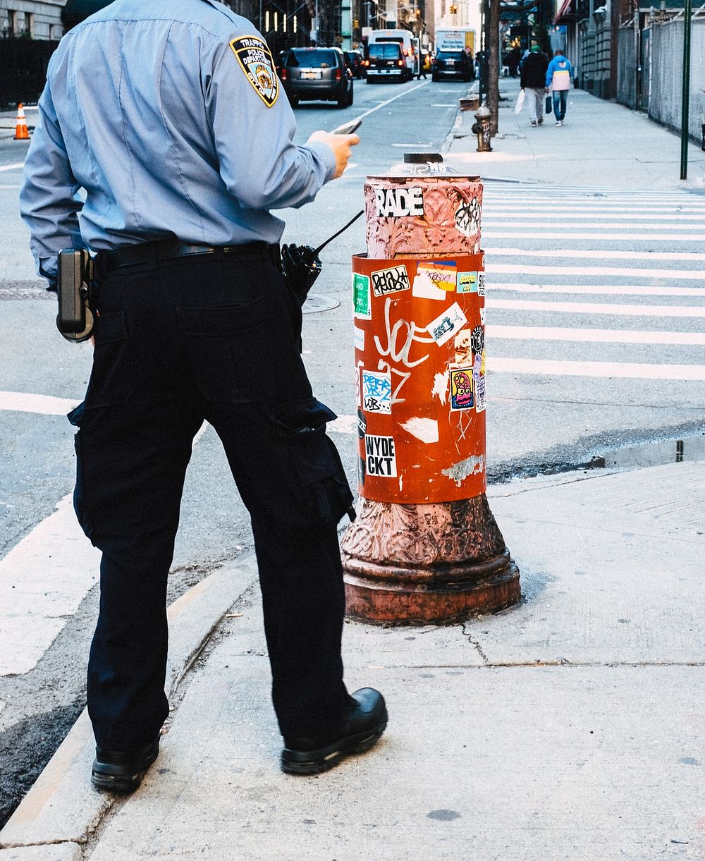 Police officer at work in New York City, United States
