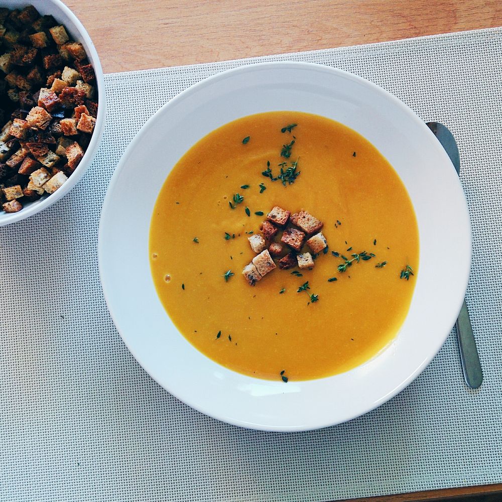 A bowl of Hokkaido pumpkin soup