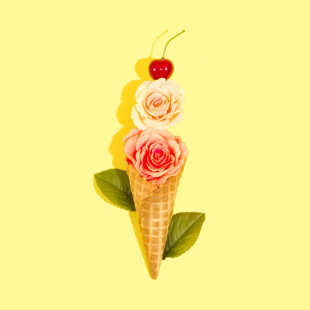 Flower ice cream cone