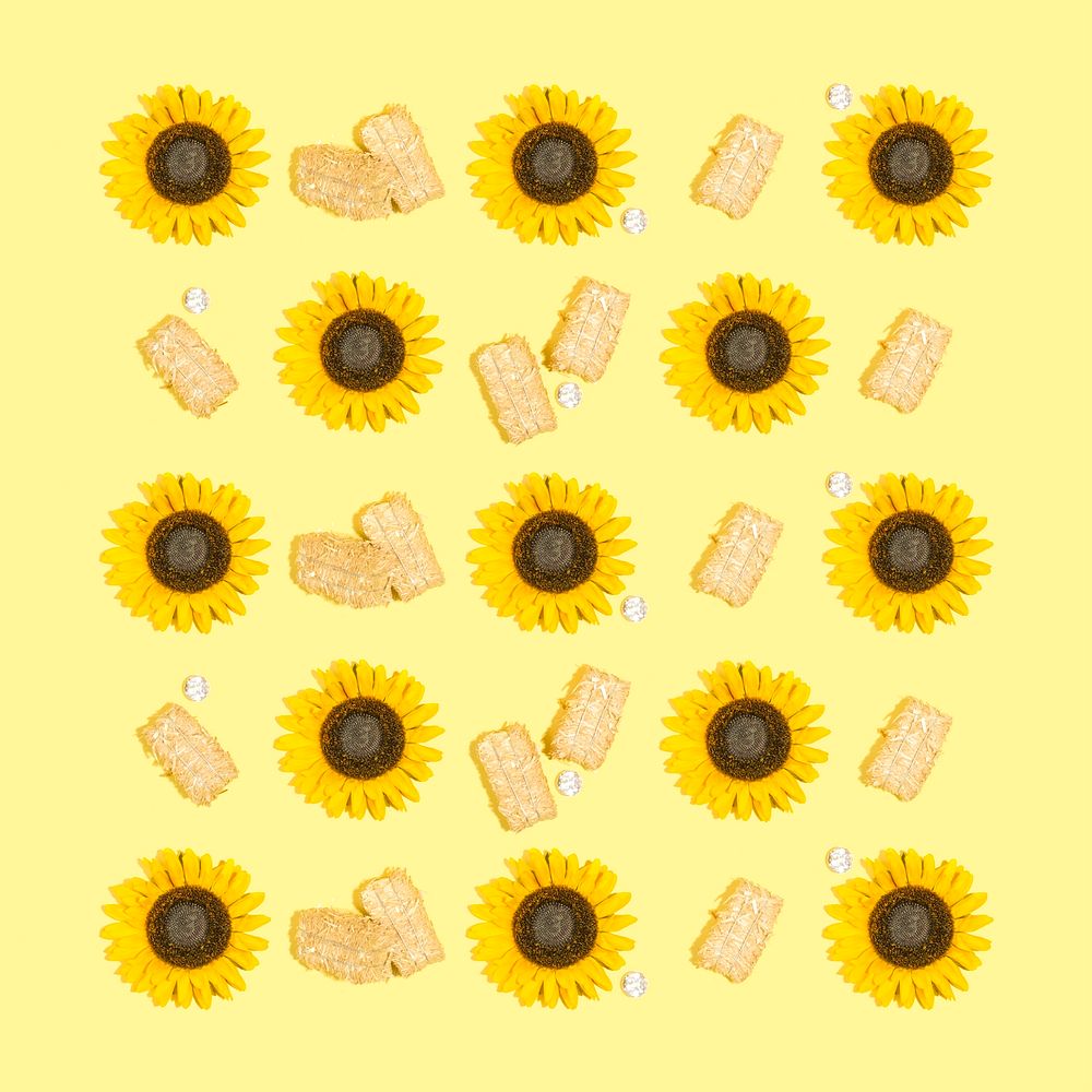 Sunflower decor with miniature haystacks