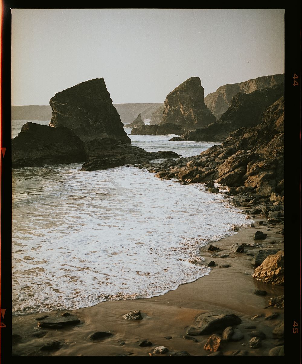 View of beach with film effect