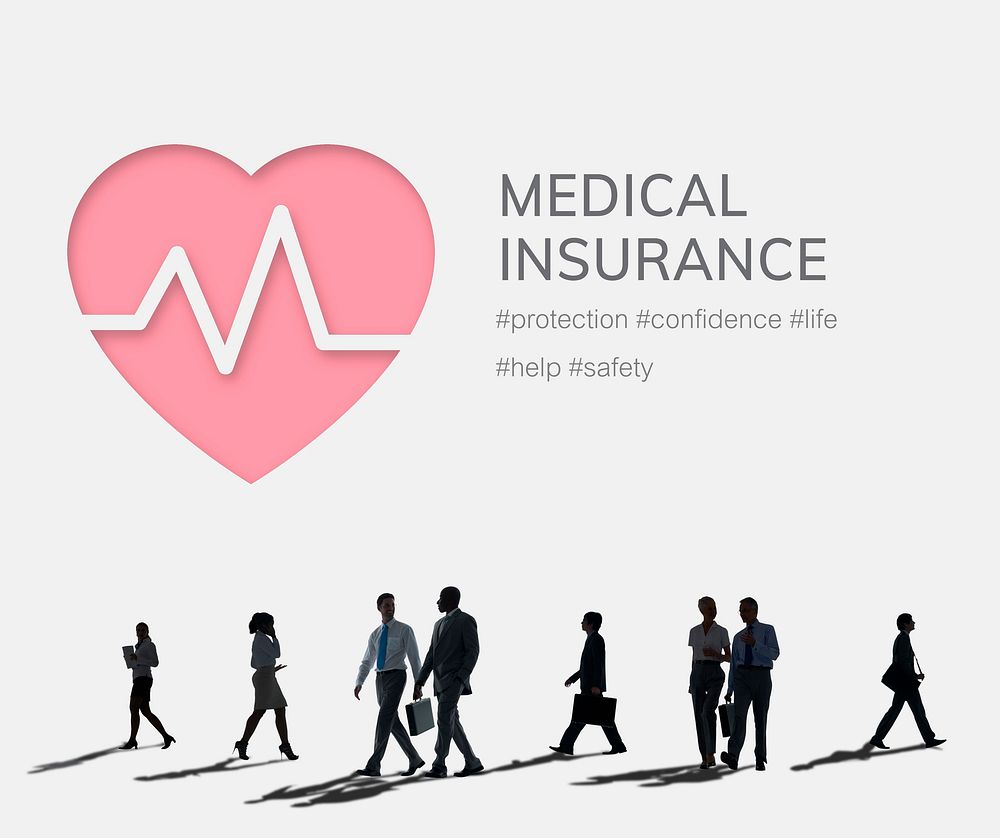 Medical insurance logo with silhouette people