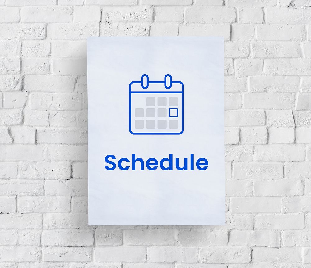 Illustration of personal organizer calendar on brick wall