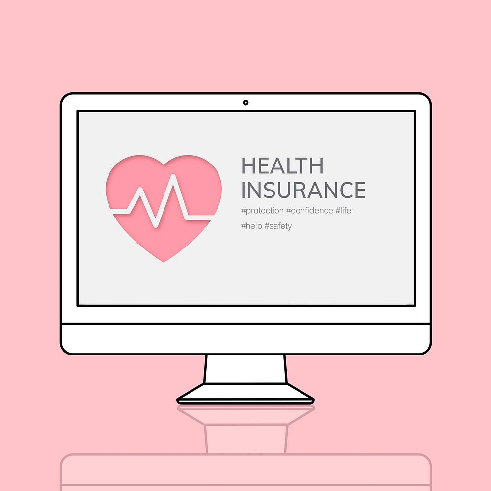Health insurance on computer illustration