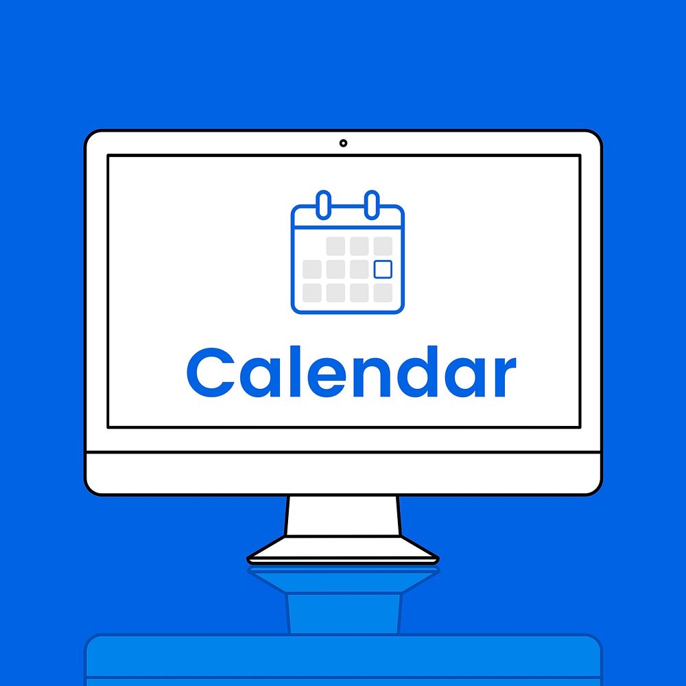 Illustration of personal organizer calendar on computer