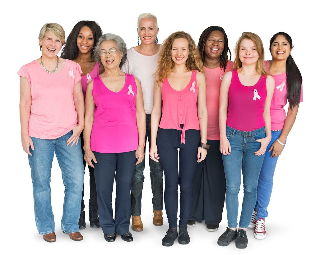 A group of women representing breast cancer awareness