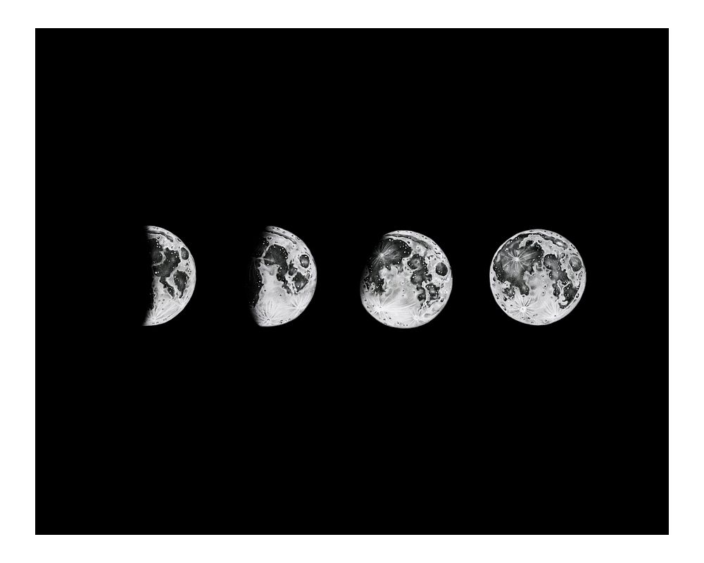 Lunar phase wall art print and poster.