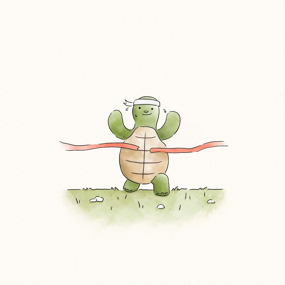 Speedy turtle running to the fininsh line