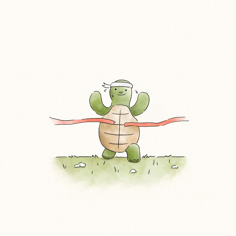 Speedy turtle running to the fininsh line