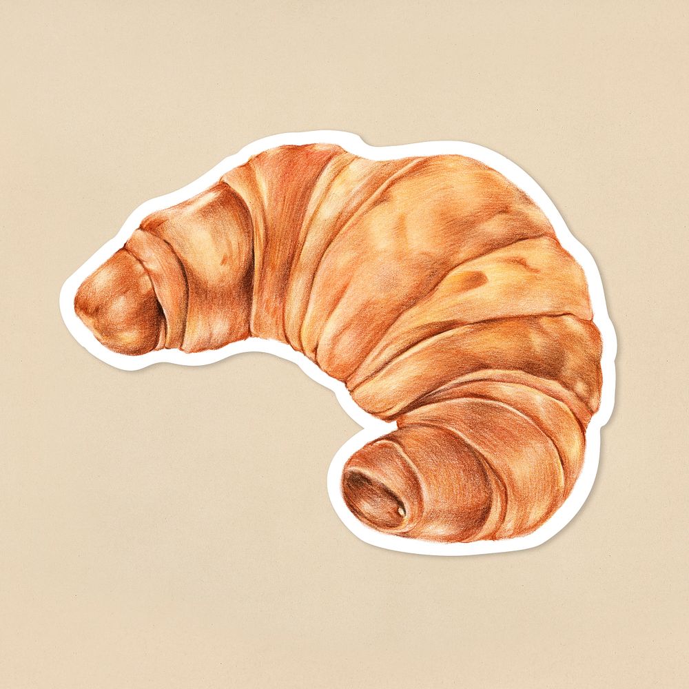 Fresh croissant psd golden brown illustrated