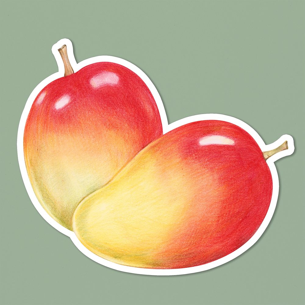 Fresh apple mango illustration psd food drawing