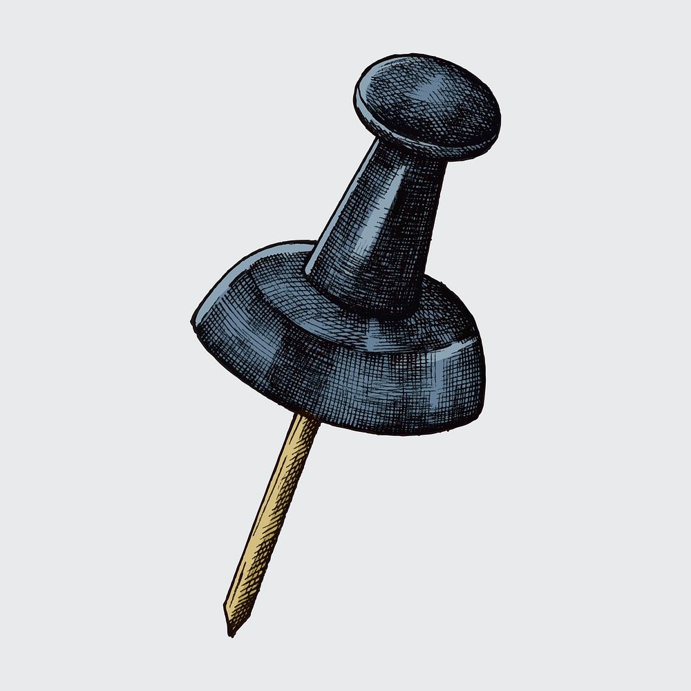 Hand-drawn blue pushpin illustration