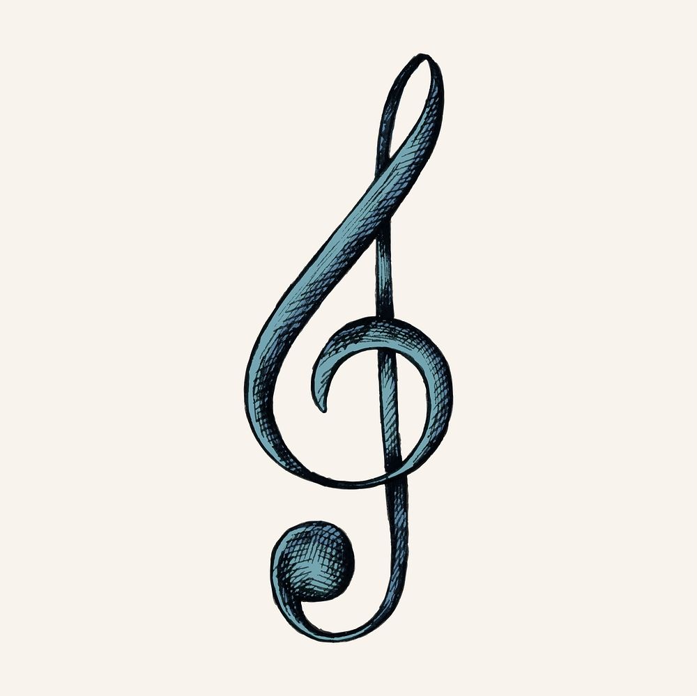 Hand-drawn G-clef music note illustration