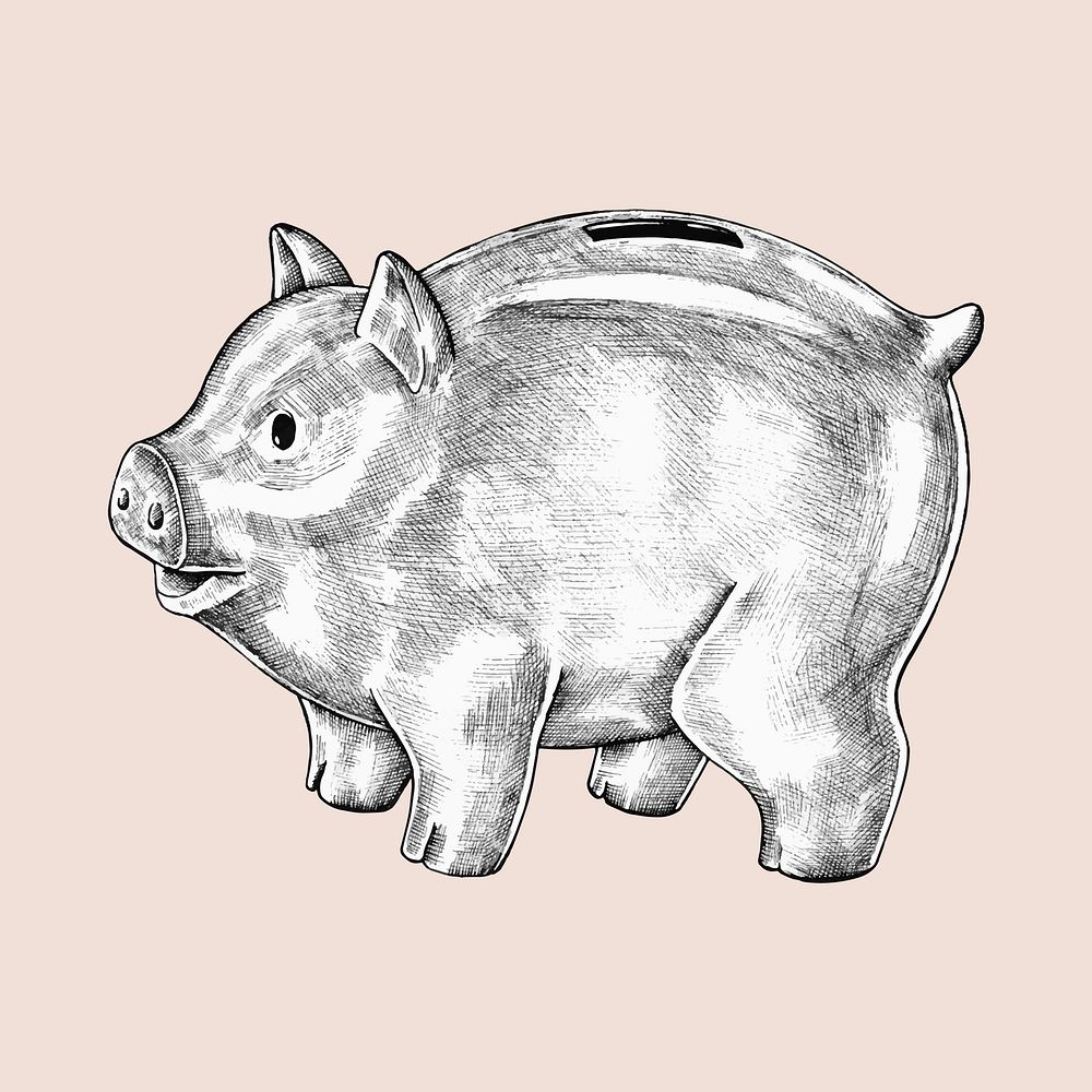 Hand-drawn piggy bank illustration