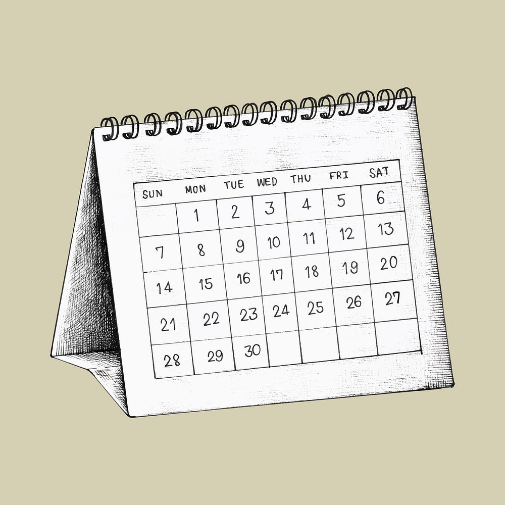 Hand-drawn desk calendar illustration