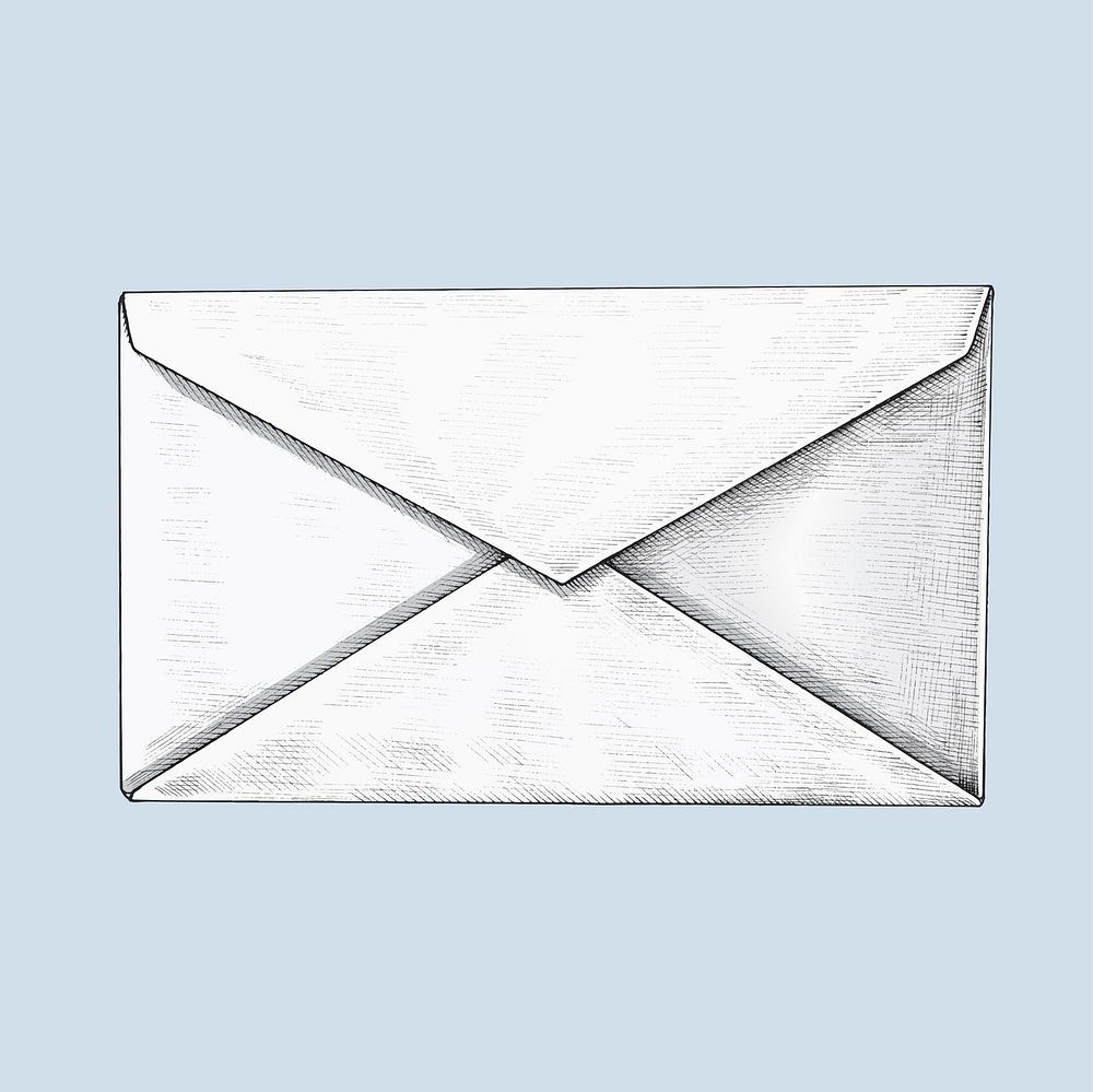 Hand-drawn white envelope illustration