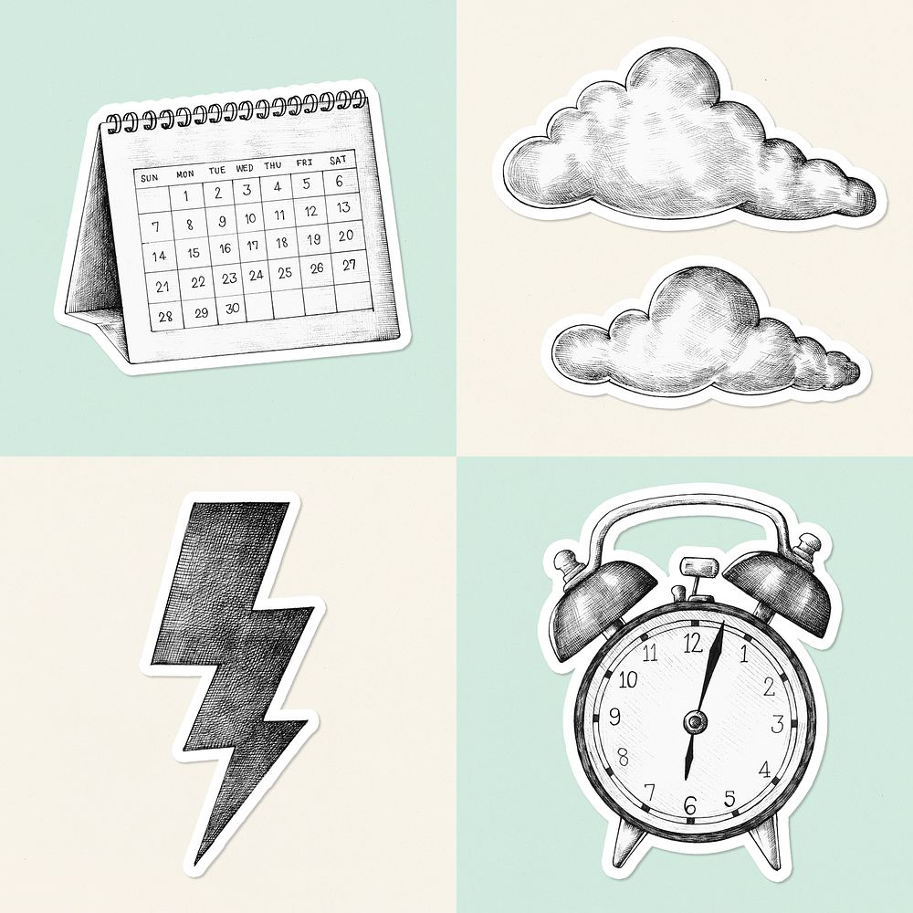 Psd time and weather set sticker