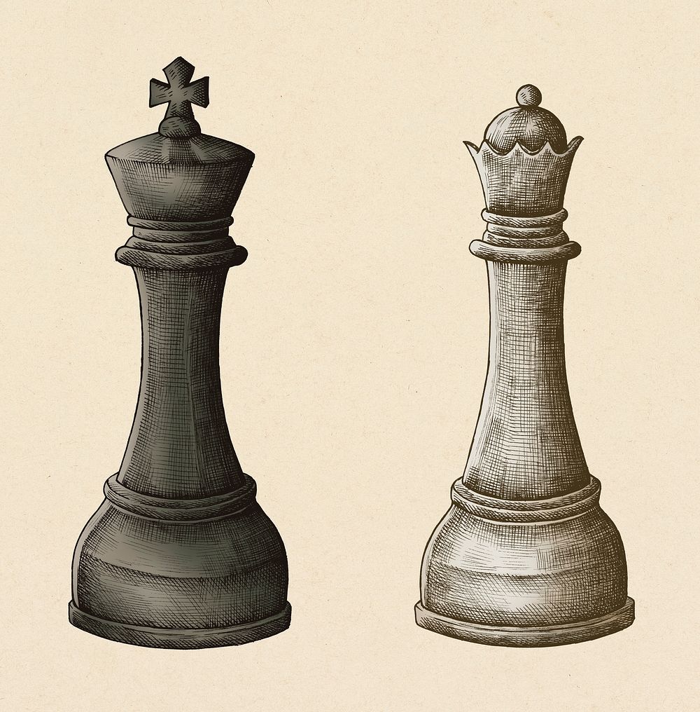 Doodle chess checkmate king queen Royalty Free Vector Image