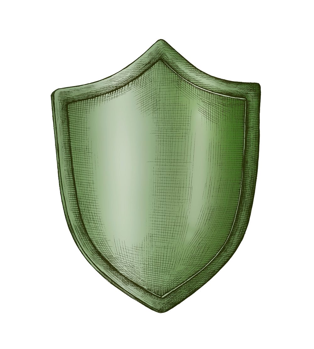 Hand-drawn green shield illustration