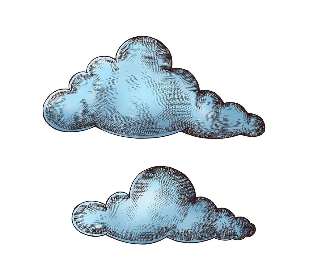 Hand-drawn blue clouds illustration