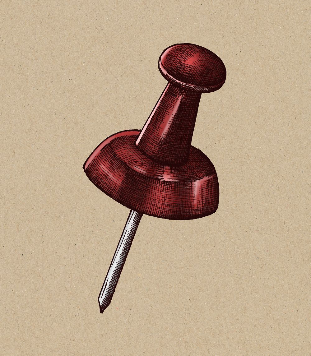 Hand-drawn red pushpin illustration