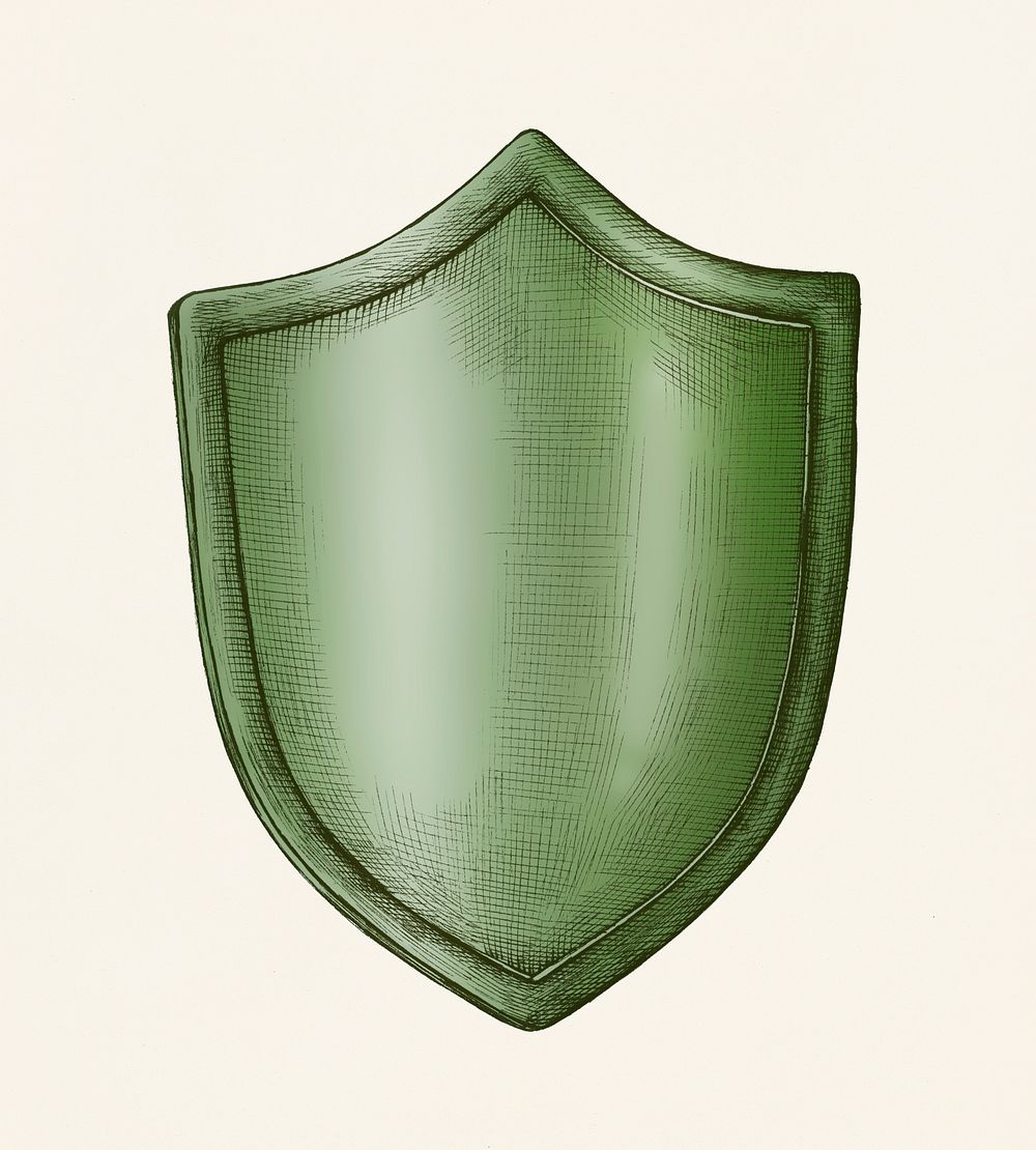 Hand-drawn green shield illustration