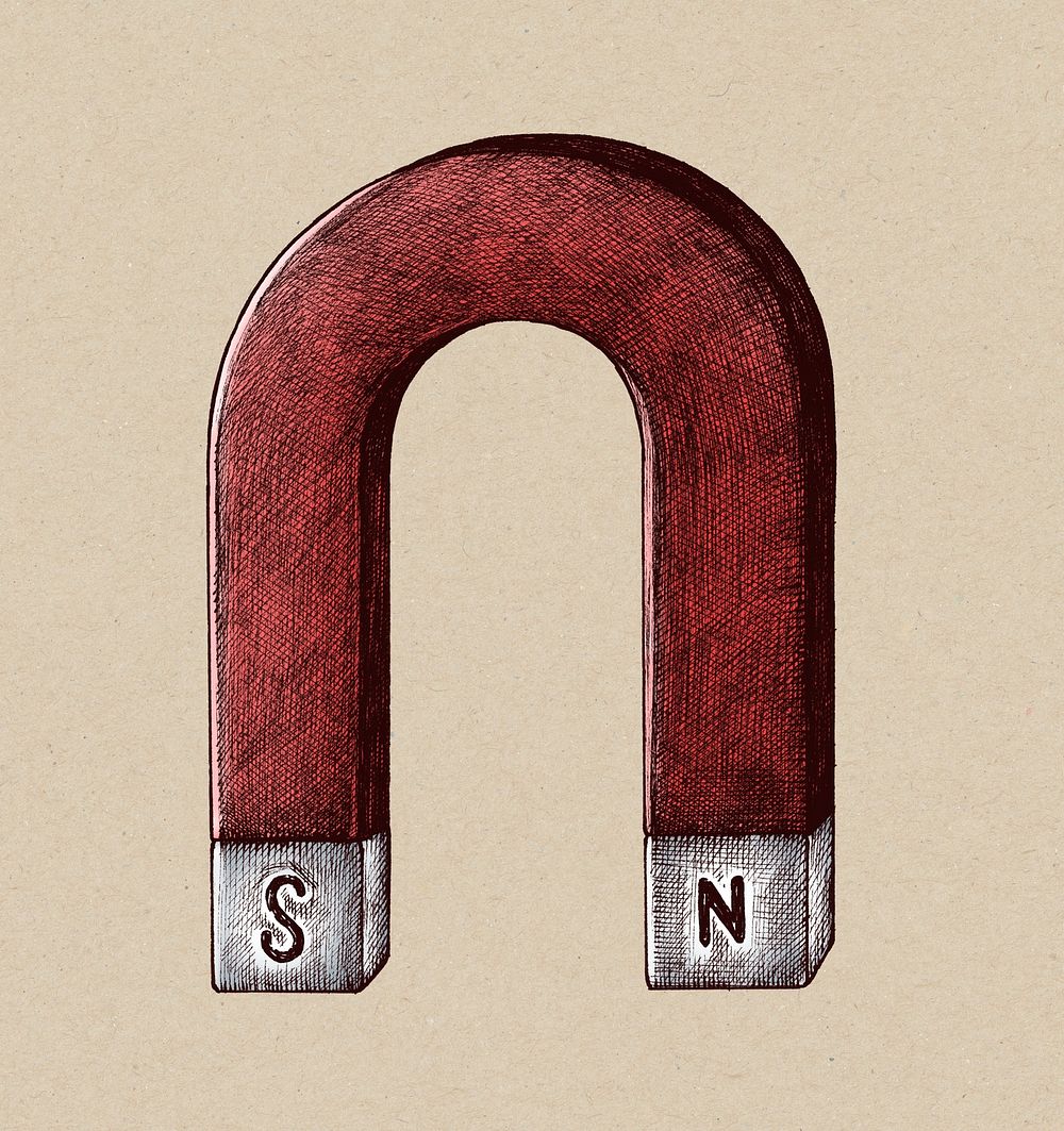 Hand-drawn horseshoe magnet illustration