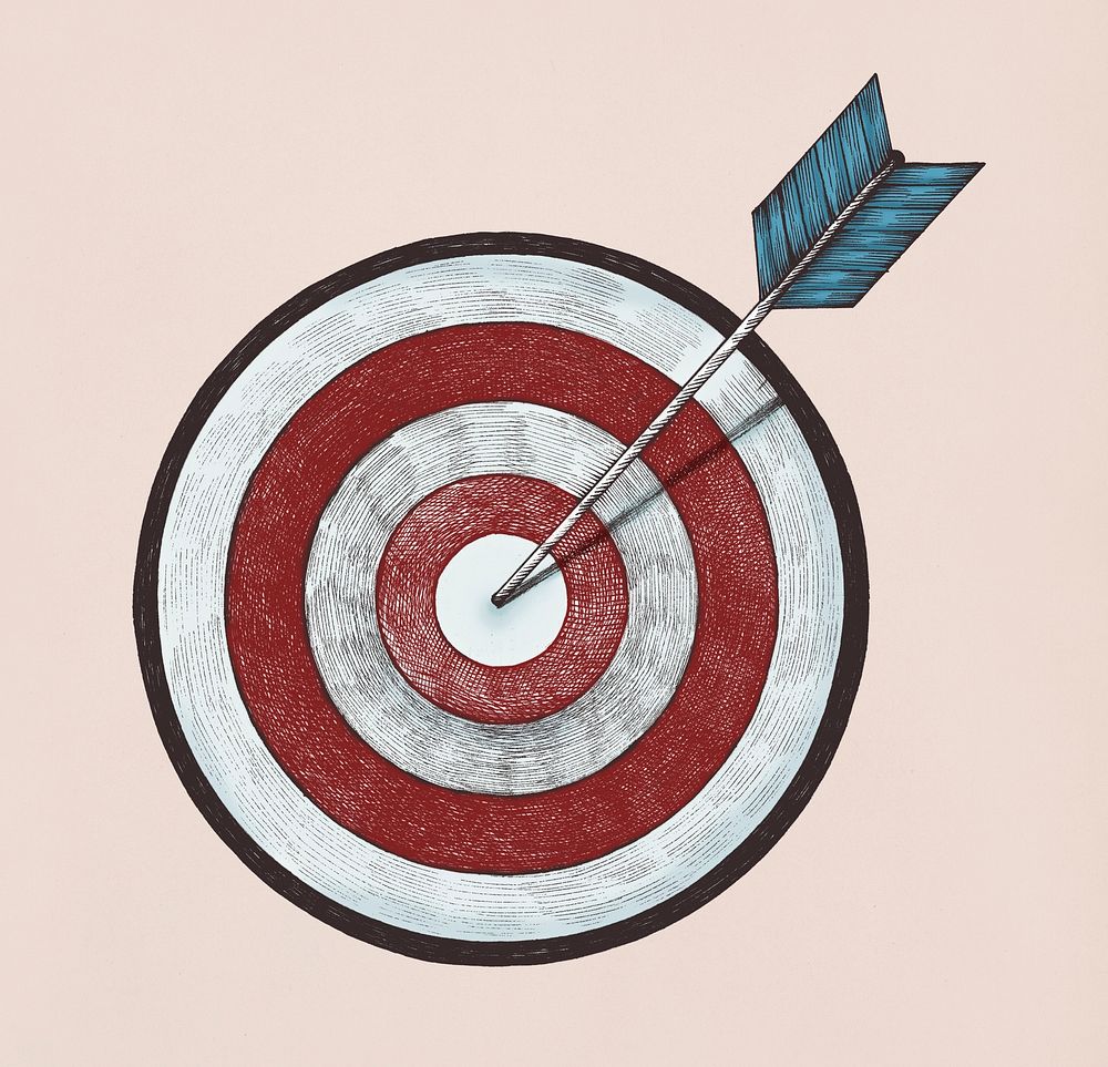 Hand-drawn dartboard and arrow illustration