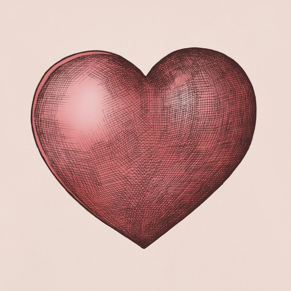 Hand drawn red heart icon sticker