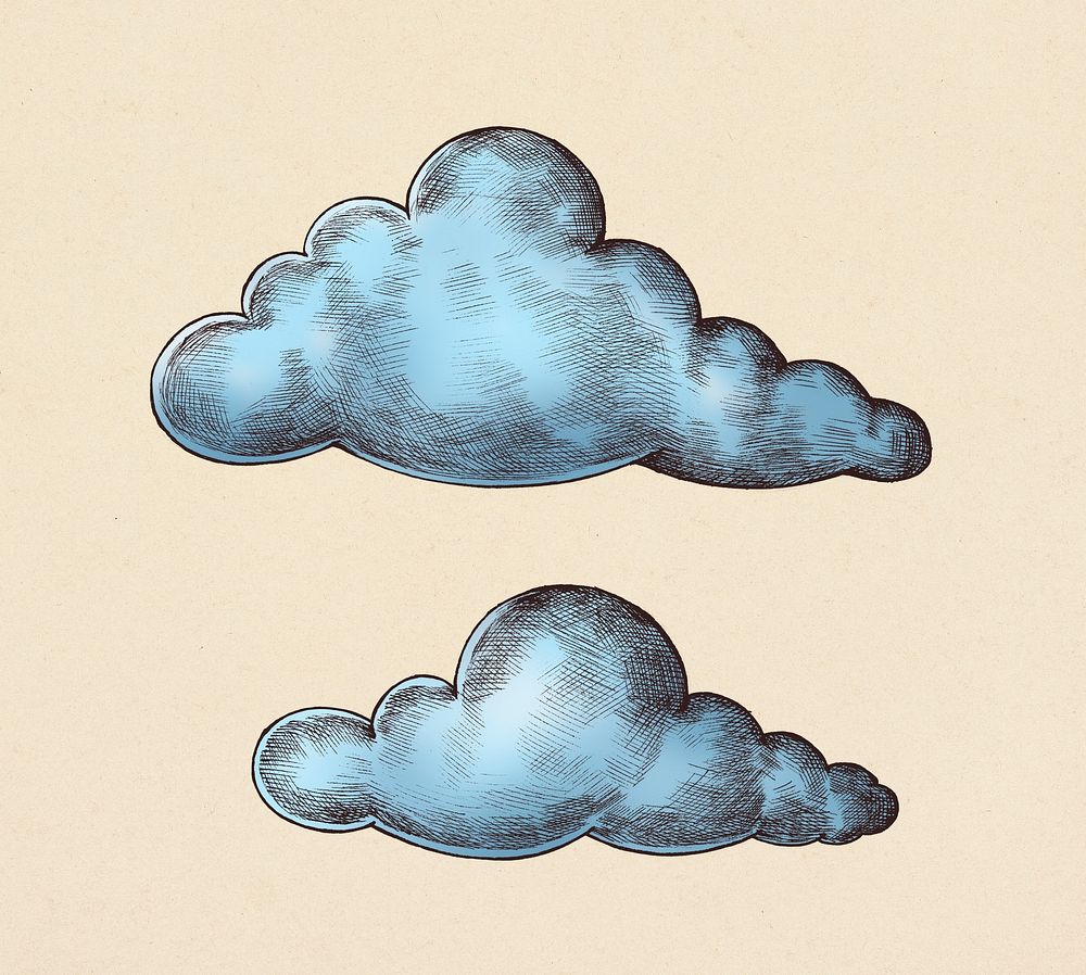 Hand-drawn blue clouds illustration