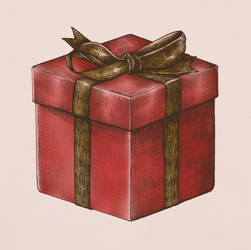 Sketch of a wrapped gift box