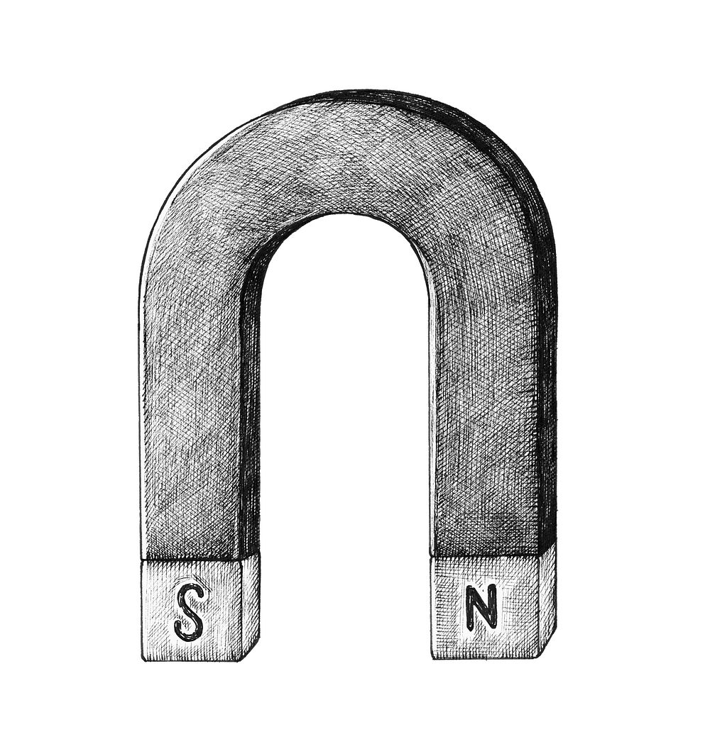 Hand-drawn horseshoe magnet illustration