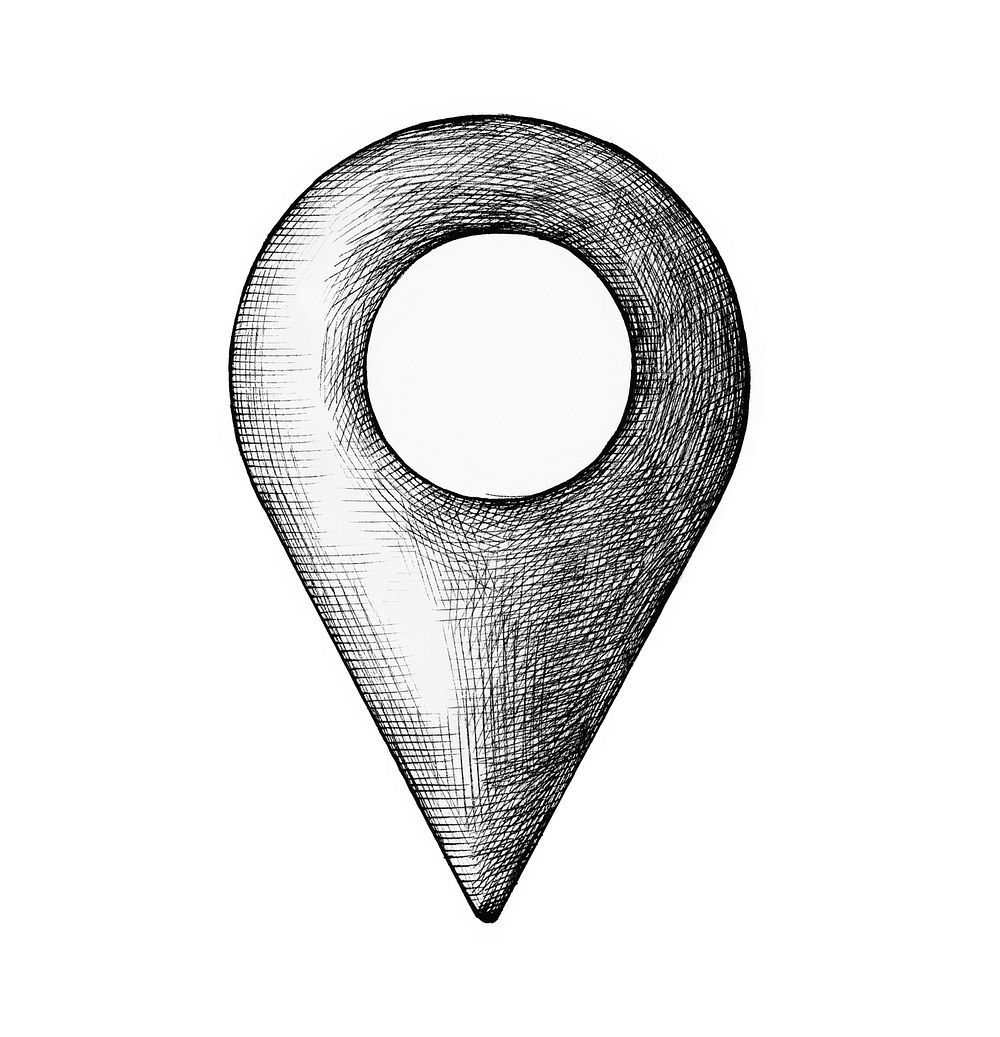 Hand-drawn location pin illustration